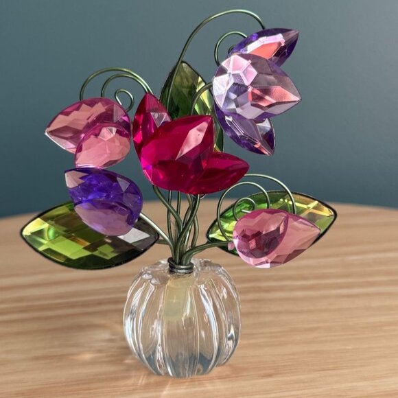 6 Ganz Crystal Creations Acrylic Suncatcher Place Card Holders Floral Butterfly - Picture 7 of 10